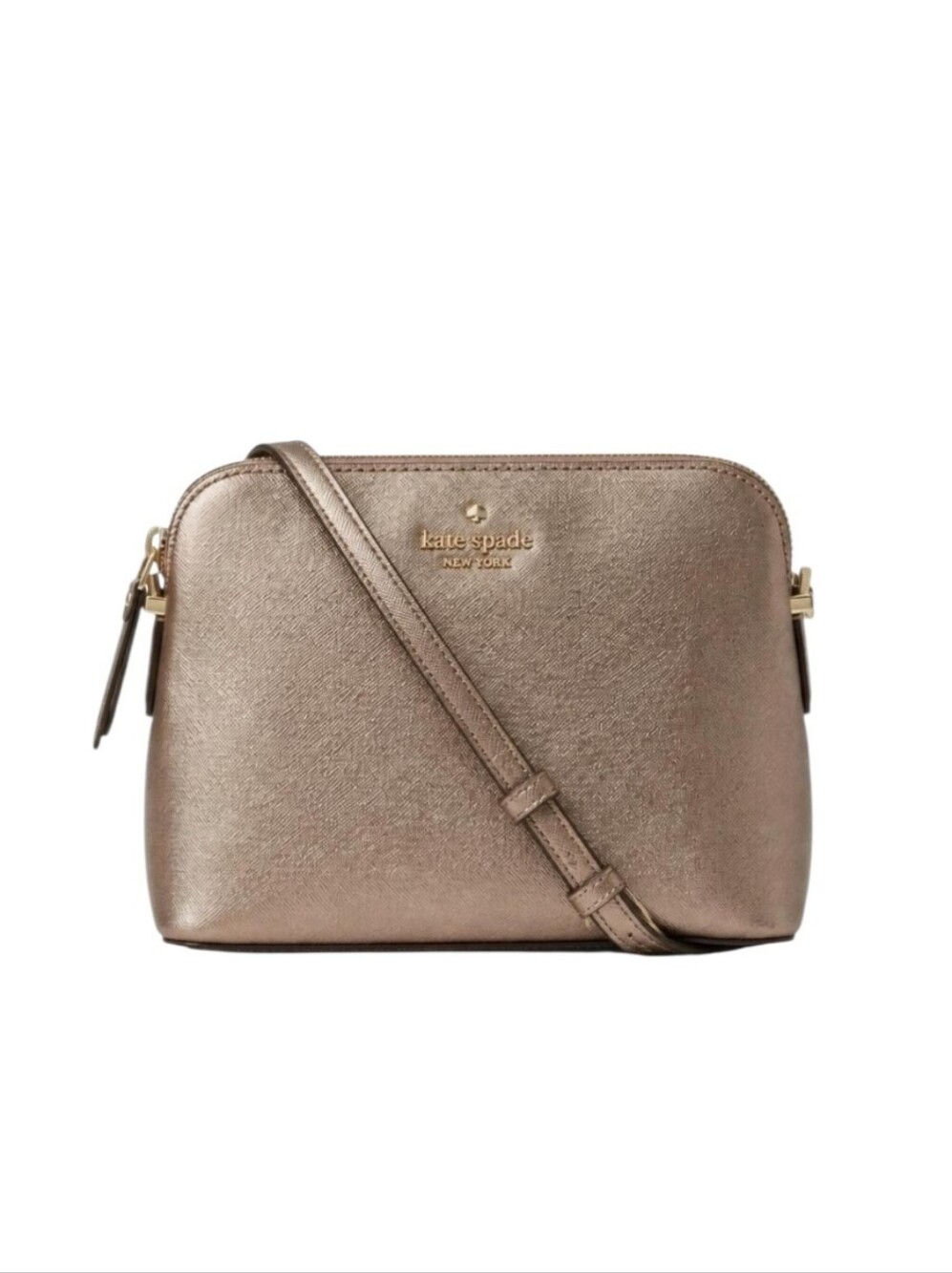 kate spade Saffiano Leather Rose Gold Metallic Crossbody Bag